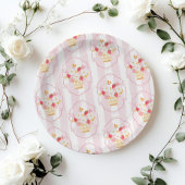 Boeren brengen roze Whimsical Baby shower op de ma Papieren Bordje