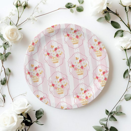 Boeren brengen roze Whimsical Baby shower op de ma Papieren Bordje