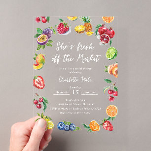 Boeren Bruiloftsborrel: Off The Market Acryl Uitnodigingen