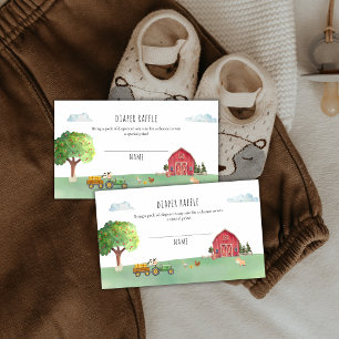Boeren erf tractor luier raffle baby shower informatiekaartje