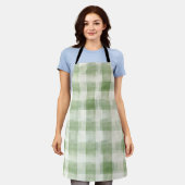 Boeren groen crèmegestreepte bruiloftsdouche schort (Gedragen)