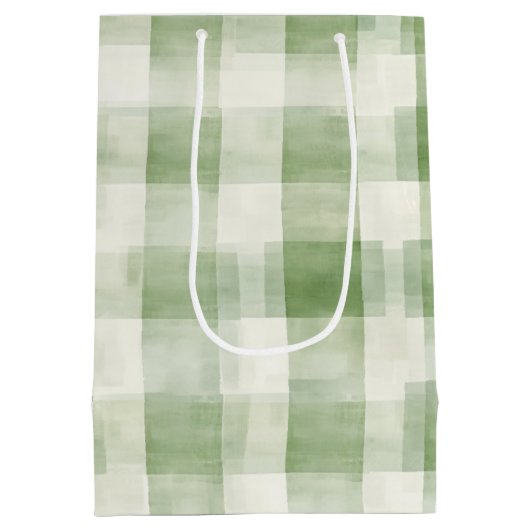 Boeren groene crème geruite bruidsdouche medium cadeauzakje (Achterkant)