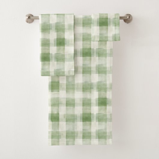 Boeren groene crème geruite bruiloftsuitvaart bad handdoek (Insitu)