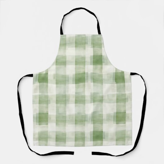 Boeren groene room geruite bruiloftsdouche schort (Voorkant)