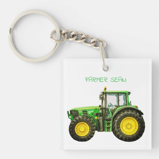 Boeren John Deere Tractor Sleutelhanger (voorkant)
