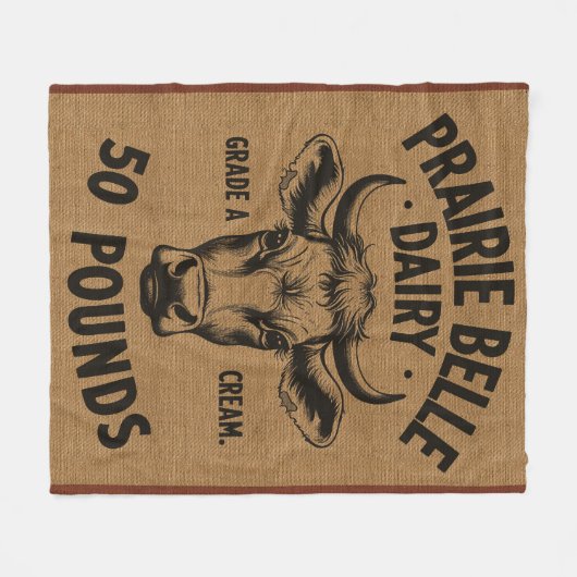 Boeren Koe Burlap Style Fleece Deken (Voorkant (Horizontaal))