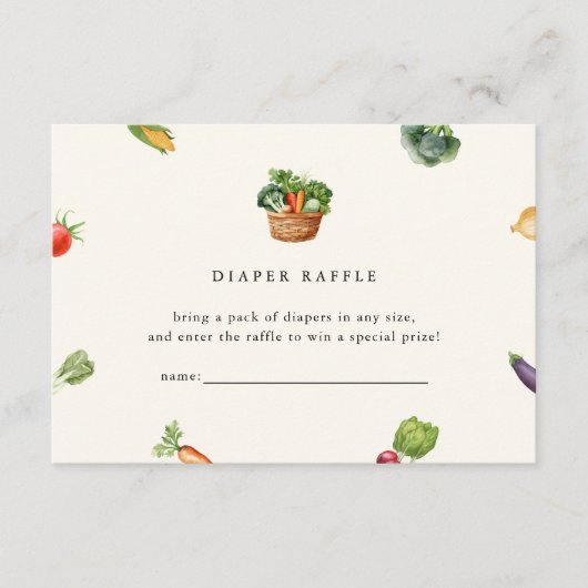 Boeren lokaal geteeld Baby shower luier Raffle Informatiekaartje (Voorkant)