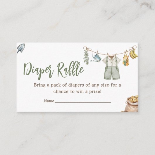 Boeren lokaal geteeld Baby shower luier Raffle Informatiekaartje (Voorkant)