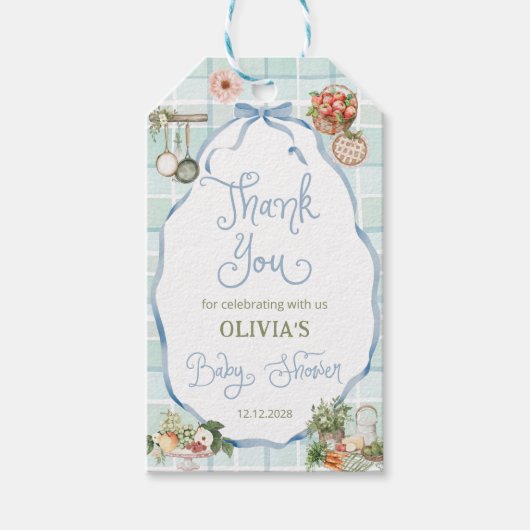 Boeren Market Blue Boy Baby shower Bedankt Cadeaulabel (Voorkant)