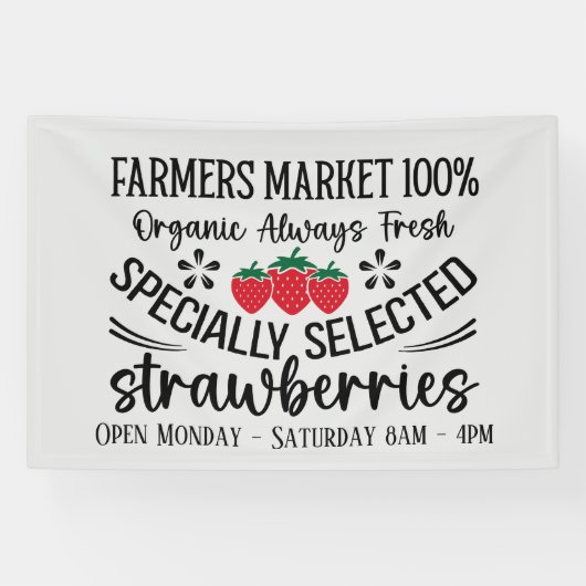 Boeren markt aardbeien toevoegen dagen keer verkop spandoek (Horizontaal)
