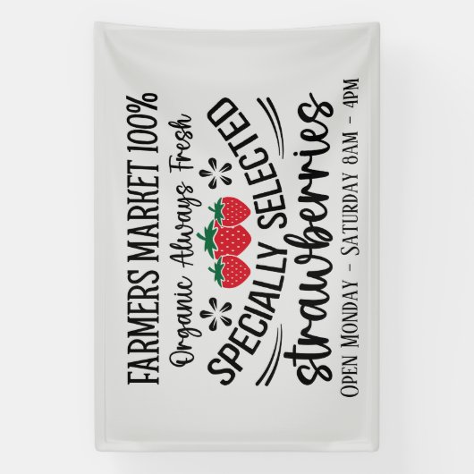 Boeren markt aardbeien toevoegen dagen keer verkop spandoek (Verticaal)