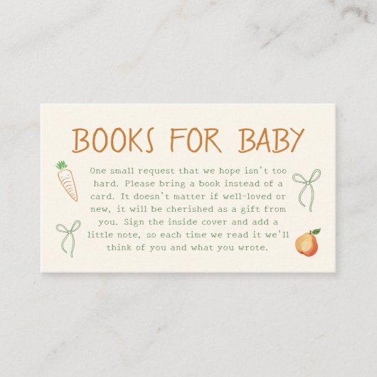 Boeren Markt Baby shower Boeken voor baby Informatiekaartje (Voorkant)
