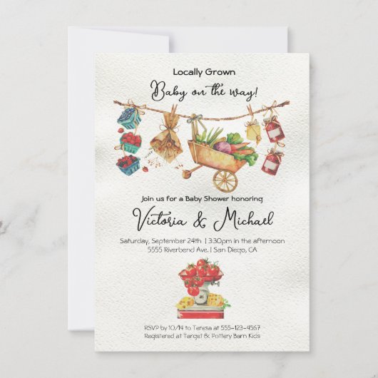 Boeren Markt Baby shower Clothesline Kaart (Voorkant)