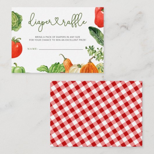 Boeren Markt Baby shower Luier Raffle Informatiekaartje (Voorkant / Achterkant)