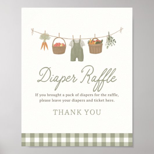 Boeren Markt Baby shower Luier Raffle Sign Poster (Voorkant)