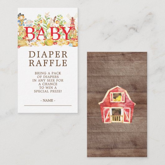 Boeren Markt Baby shower Luier Raffle Ticket Informatiekaartje (Voorkant / Achterkant)