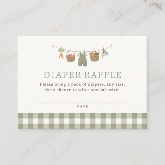 Boeren Markt Baby shower Luier Raffle Ticket Informatiekaartje (Voorkant)