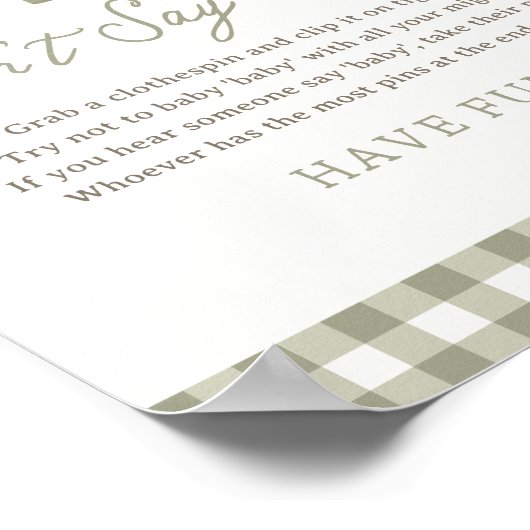 Boeren markt Baby shower niet zeggen Baby teken Poster (Hoek)