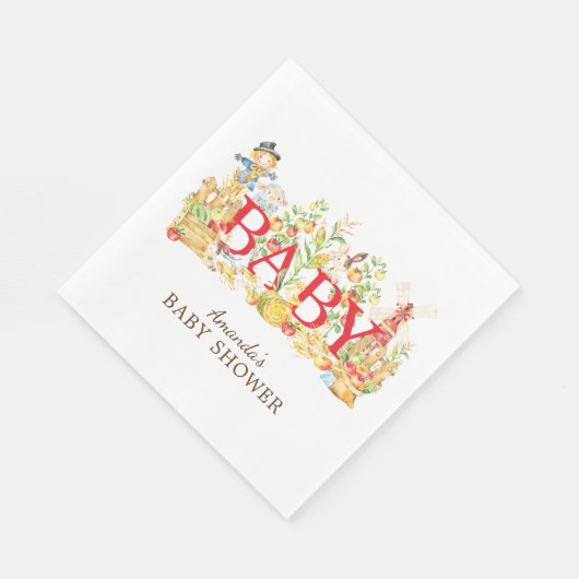 Boeren Markt Baby shower Papieren servetten (Hoek)