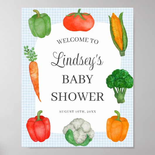 Boeren markt blauw Baby shower welkom Poster (Voorkant)