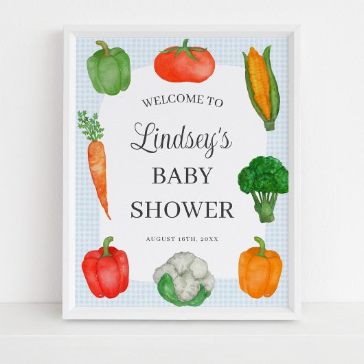 Boeren markt blauw Baby shower welkom Poster