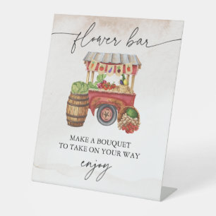 Boeren Markt Bloem Boeket Bar Teken Reclamebord Met Voetstuk