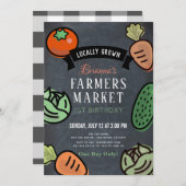 Boeren Markt Chalkboard 1e Verjaardag Uitnodiging (Voorkant / Achterkant)