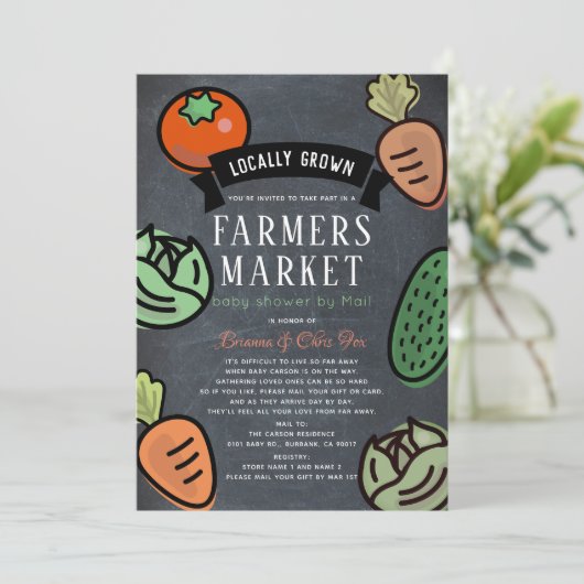 Boeren Markt Chalkboard Baby shower per post Kaart (Staand voorkant)