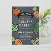 Boeren Markt Chalkboard Kids Verjaardag Uitnodigin Kaart (Staand voorkant)