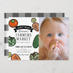 Boeren Markt Chique Wit 1e Verjaardag Foto Kaart