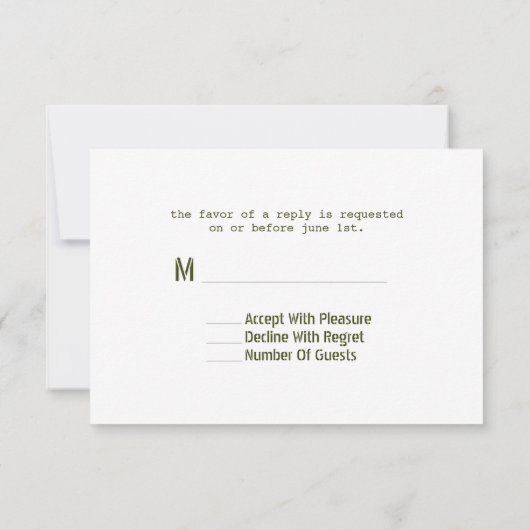 Boeren Markt Geïnspireerd Bruiloft RSVP Groene Tom (Achterkant)