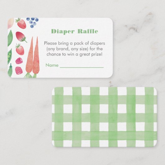 Boeren Markt Groene Baby shower Luier Raffle Informatiekaartje (Voorkant / Achterkant)