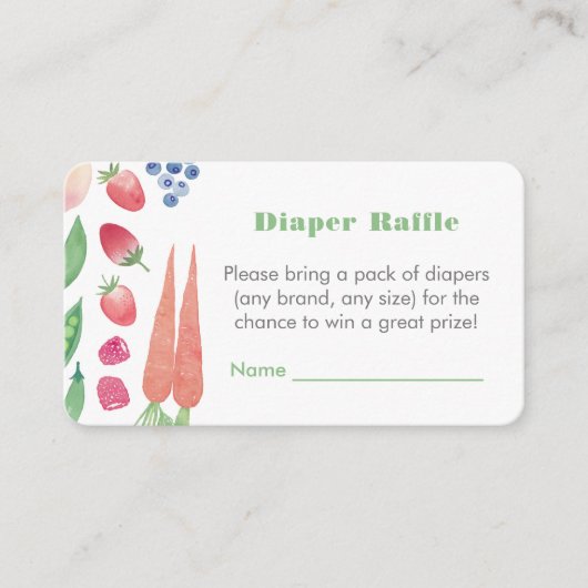 Boeren Markt Groene Baby shower Luier Raffle Informatiekaartje (Voorkant)