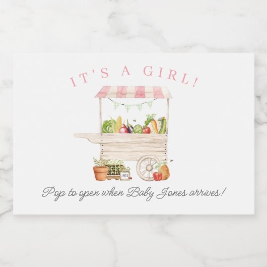 Boeren Markt Groente Stand Baby shower Sparkling Wijnetiket (Enkel label)