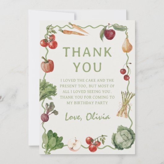 Boeren markt groente verjaardag bedankkaart (Voorkant)