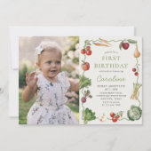 Boeren Markt Groente Verjaardag Foto Uitnodiging (Voorkant)