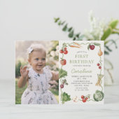 Boeren Markt Groente Verjaardag Foto Uitnodiging (Staand voorkant)