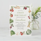 Boeren Markt Groente Verjaardag Uitnodiging (Staand voorkant)