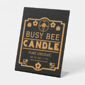 Boeren Markt Honing Kaarsen Reclamebord Met Voetstuk (Voorkant)