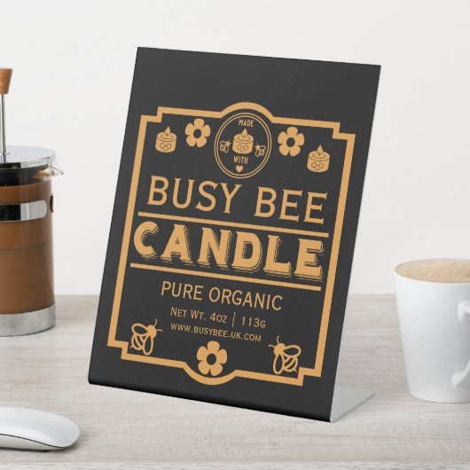 Boeren Markt Honing Kaarsen Reclamebord Met Voetstuk (Insitu)