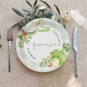 Boeren markt kinderen verjaardagsfeestje papieren bordje