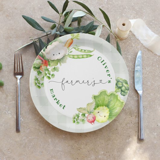 Boeren markt kinderen verjaardagsfeestje papieren bordje