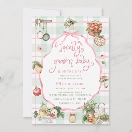 Boeren Markt Lokaal Gegroeide Meisje Baby shower Kaart (Voorkant)