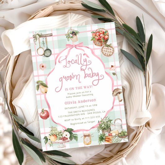 Boeren Markt Lokaal Gegroeide Meisje Baby shower Kaart