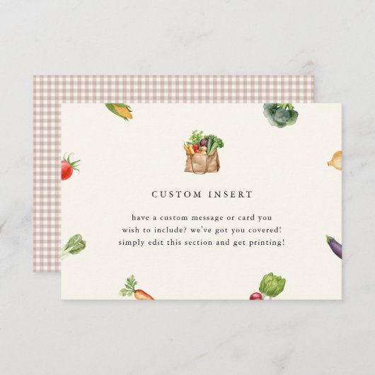 Boeren markt lokaal geteeld Baby shower op maat Informatiekaartje (Voorkant / Achterkant)