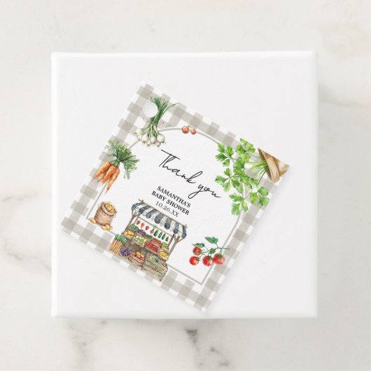 Boeren markt lokaal geteeld Baby shower plein Bedankjes Labels (In situ)