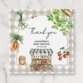 Boeren markt lokaal geteeld Baby shower plein Bedankjes Labels (Voorkant)