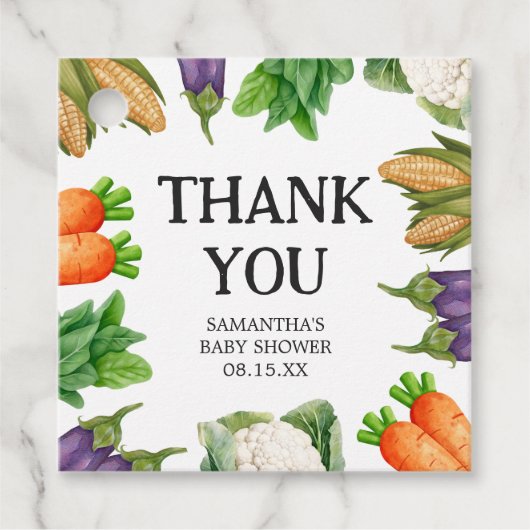 Boeren markt lokaal geteeld Baby shower plein Bedankjes Labels (Voorkant)