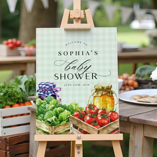 Boeren markt lokaal geteeld Baby shower teken Poster