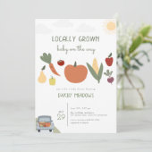 Boeren markt lokaal geteeld Baby shower uitnodigen Kaart (Staand voorkant)